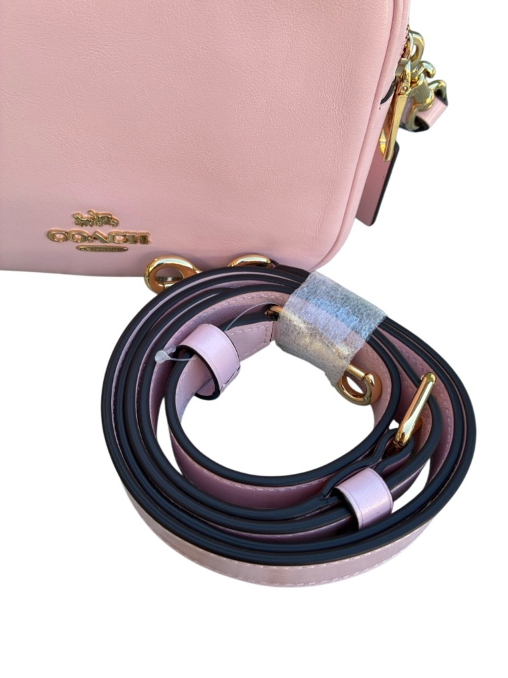 Coach Mini Carey Crossbody Bag In Light Pink Shiny Smooth Leather Purse - Picture 5 of 12